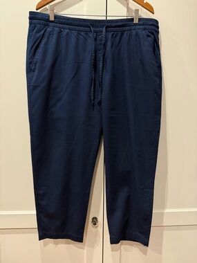 GAP Easy Pant Twill Drawstring Cropped Pant - Navy